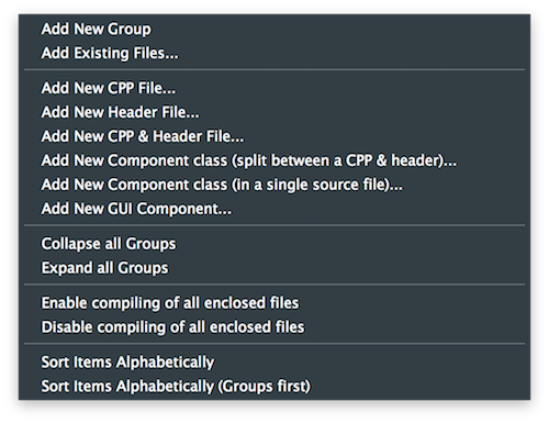 File explorer popup menu