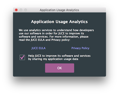 Application usage analytics notice